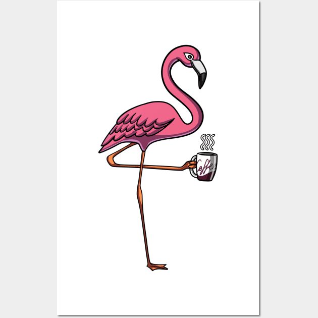 Flamingo Bird Coffee Lover Wall Art by underheaven